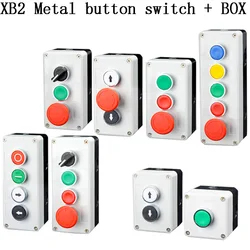 NEW XB2 Metal button switch control box start stop industrial identification symbol self reset circular emergency stop SWITCH