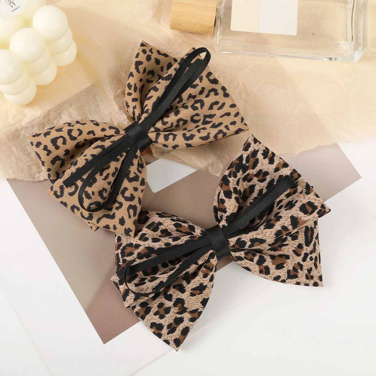 AWAYTR New Fashion Leopard Bow Hair Clip Big Bow Hairpin Spring Clip Barrettes Women Girls Hair Accessories Headwear