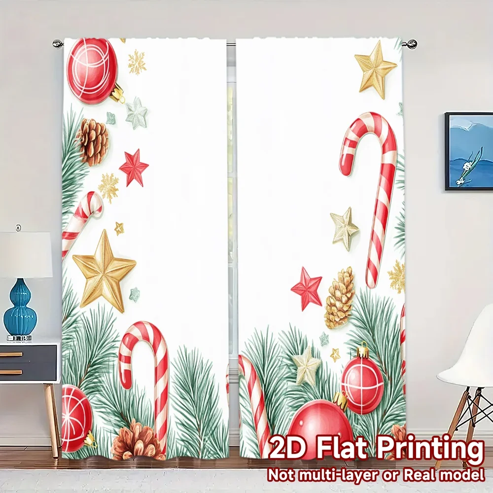 2pcs,Curtains Christmas ornaments festive_b Modern Curtains Digital Printed 100% Polyester Curtains Decorations For Home