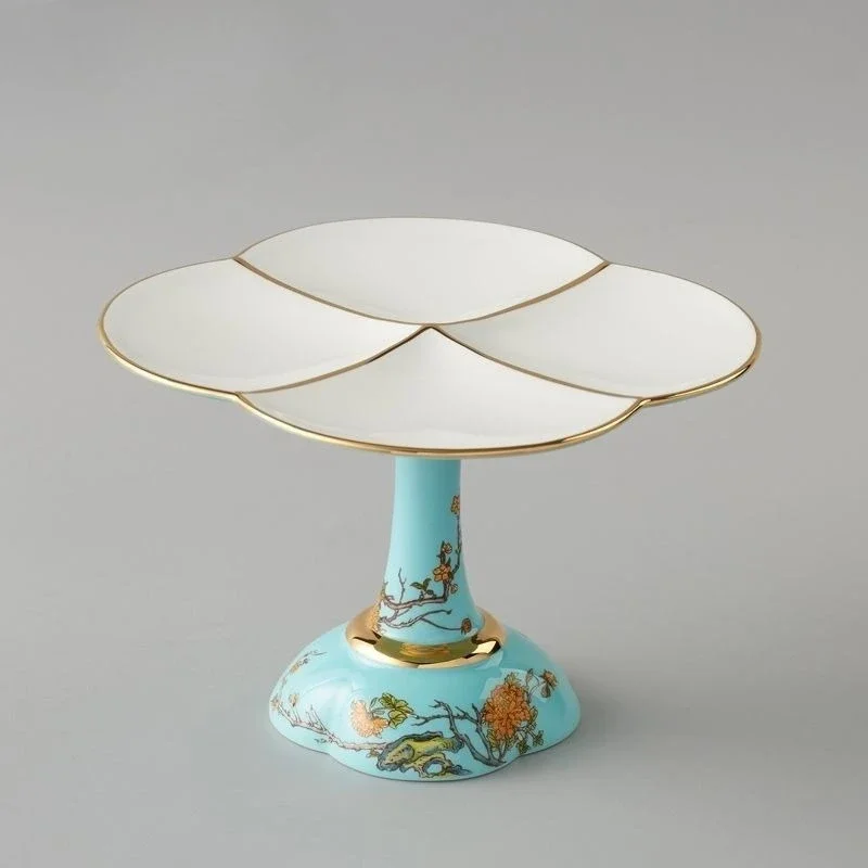Porcelain West Lake Blue Tall Refreshment Fruit Plate