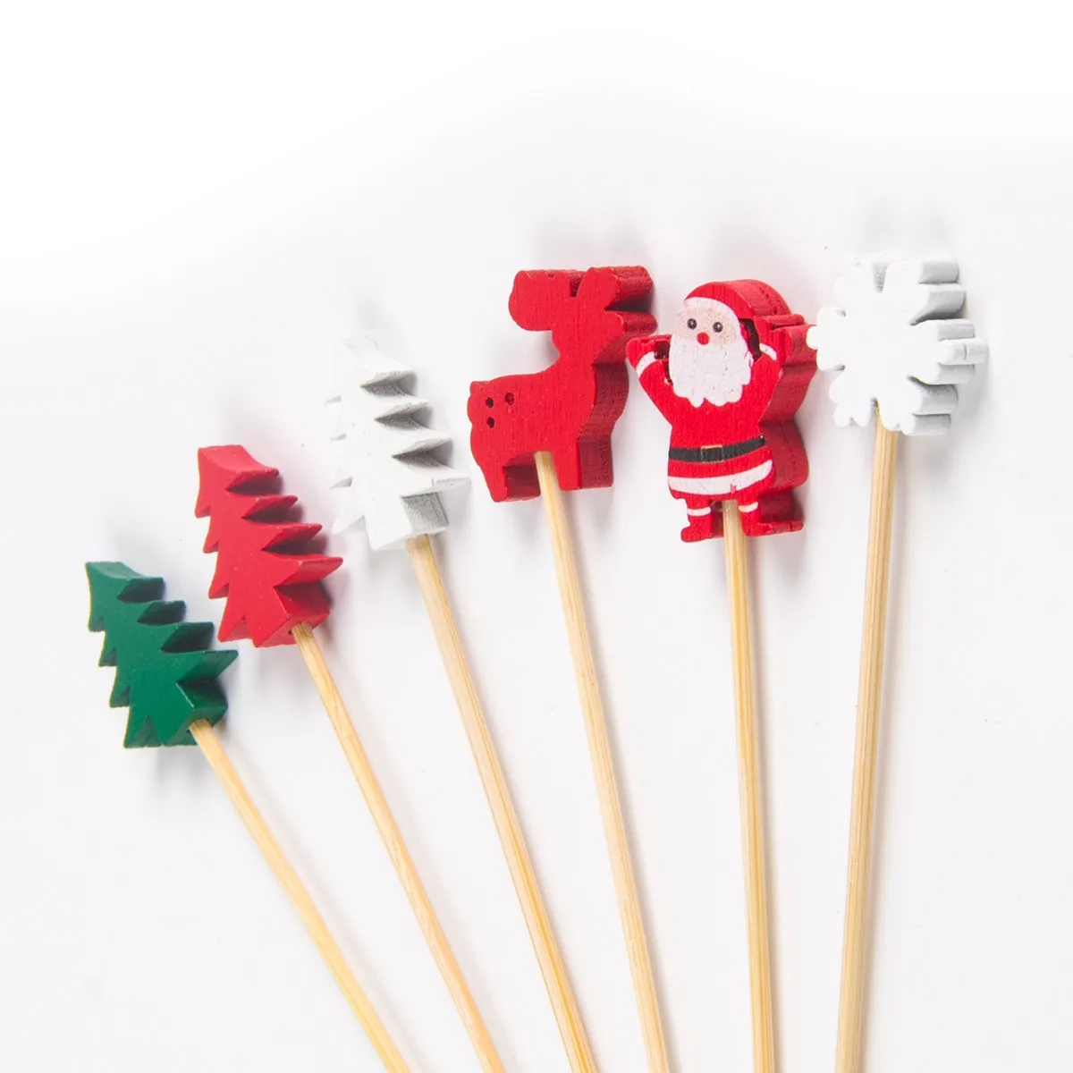 50pcs Christmas Food Picks Toothpicks Dessert Buffet Salad Fruit Fork Cake Muffin Xmas Party Sticks Xmas Decor Noel navidad 2023