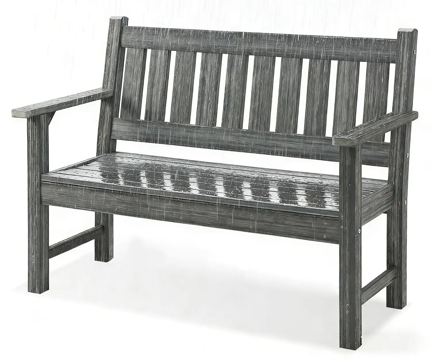 HDPE Outdoor Bench 800 Lbs 2-Person Weatherproof Heavy Duty Poly Lumber Furniture for Porch Park Backyard Balcony, Customized