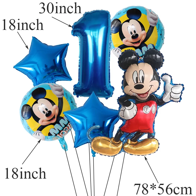 1 set Disney Mickey Mouse Foil Balloons Mickey 1st Birthday Party Decorations Kids Helium Balls Globos Baby Shower Toys