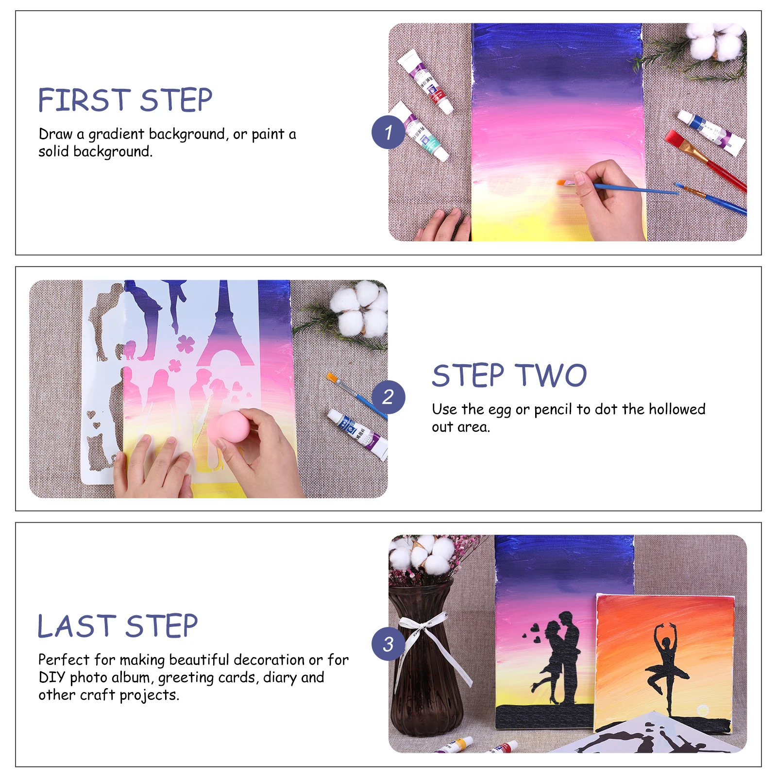 

12 Sheets Stencils Diy Stencils Crafts Templates Reusable PP Durable Cartoon Drawing Practice Art Supplies