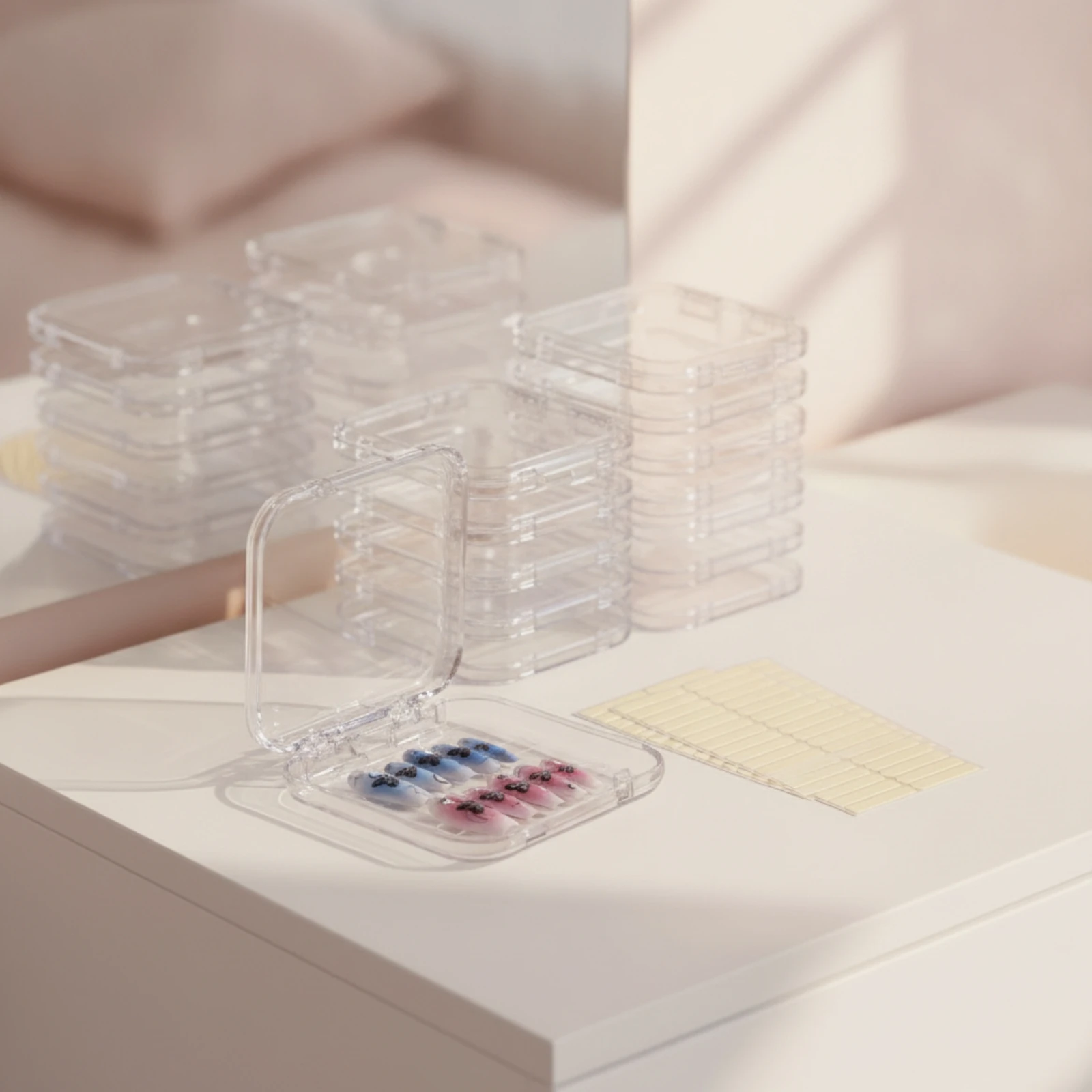 16 Pieces Press-on Nail Packaging Box Clear Press-on Nail Storage Box Transparent Portable for Travel, Home Organization