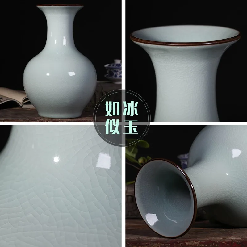 جينغدتشن السيراميك الكراك الصقيل أغنية الزهرية الفرن الرسمية فتح غرفة المعيشة زخرفة المنزل #3