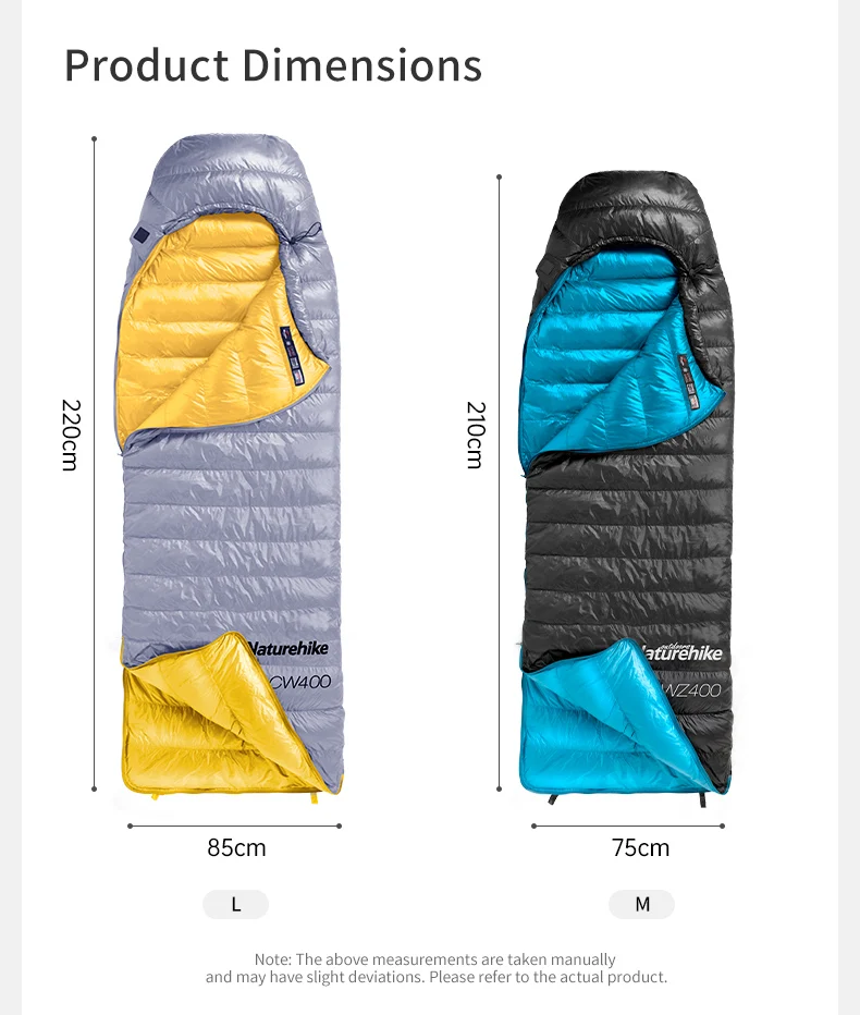 Naturehike CW400 Ultraleichter Daunenschlafsack 650FP Rucksack-Schlafsack für Erwachsene Winter Warm für Wandern Camping Reisen – Detail 14