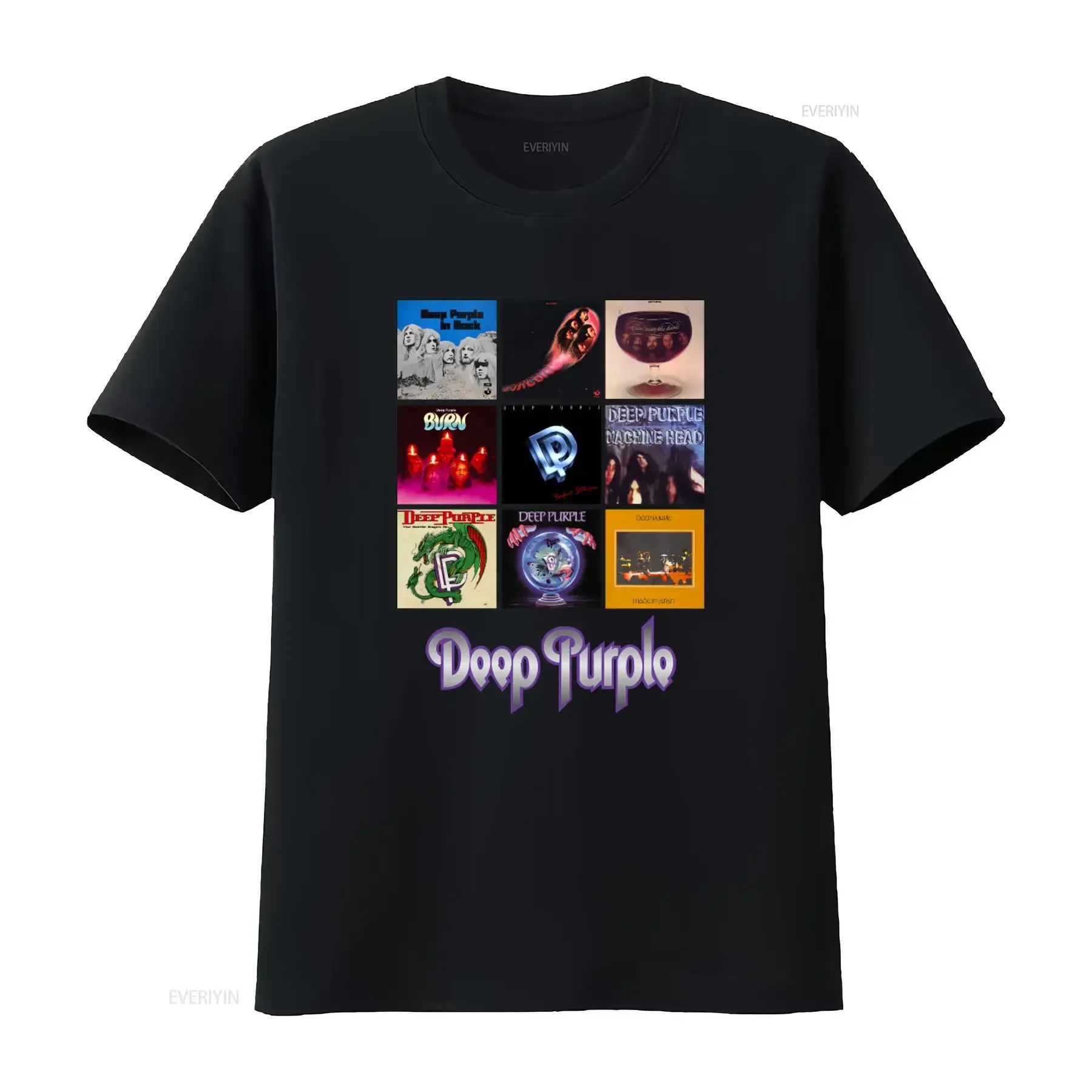 Rock Band Deep Purple T Shirt Ian Gillan Roger Glover Burn Stormbringer In Music Album Cover Design vintage Washed Casual