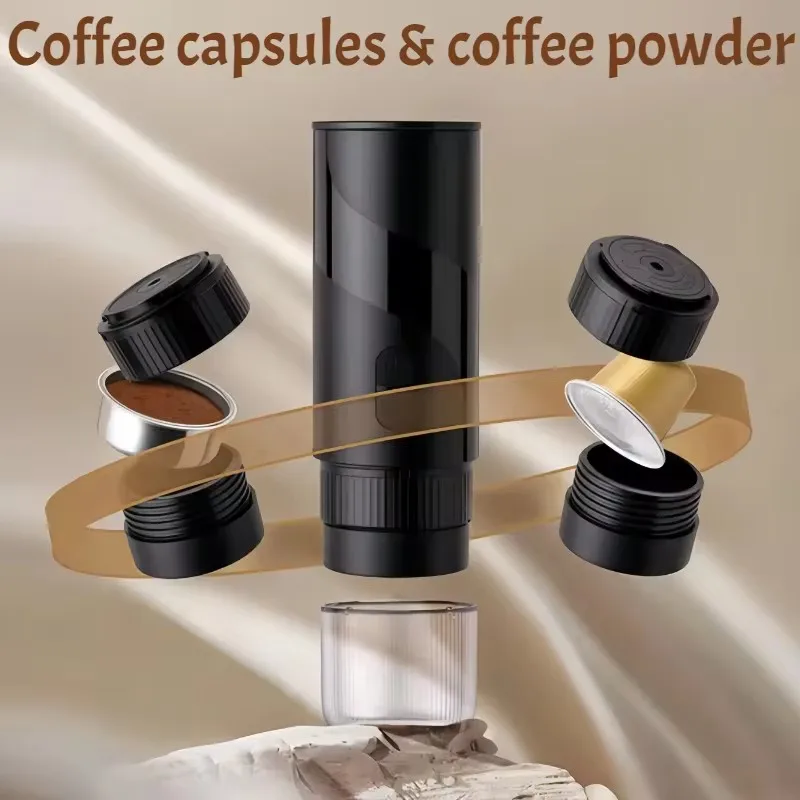 New Portable capsule coffee machine, 2 in 1, mini portable design, easy to carry around, long-lasting battery life can extrac