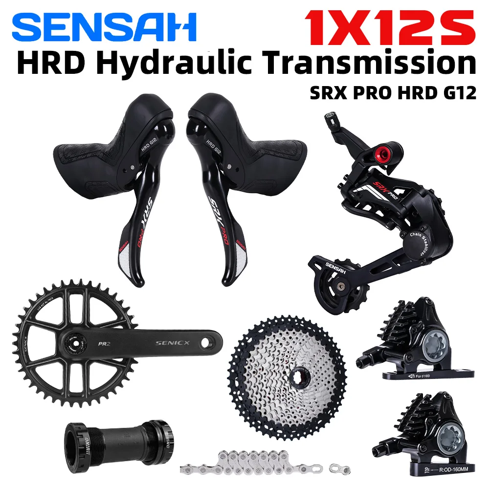 SENSAH HRD Gravel Hydraulic Shifter 1x12 SRX PRO G12 Transmission Groupset with Derailleur Crankset Cassette for Gravel Bicycle