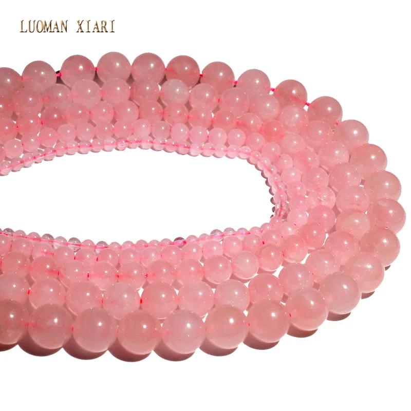 Wholesale Natural Round Stone Beads Rose Quartzs for Jewelry Making DIY Bracelet Necklace Accessories 4/6/8/10/12 Mm Strand 15''