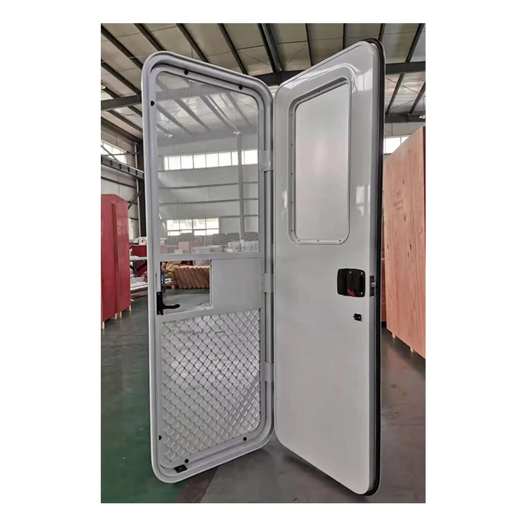 باب دخول RV على الطراز الأمريكي مع شبكة طيران للباب الداخلي وشبكة أمان بإطار أسود لشاحنة التخييم #3