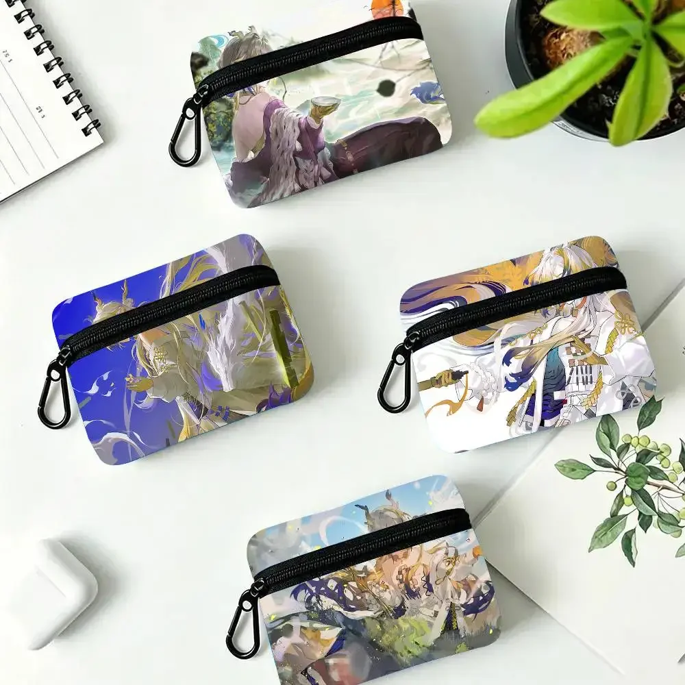Shu Animated Game A-Arknights Oxford Fabric Wallet With Zipper, Hanging Multifunctional Bag For Credit Cards, Keys, Coins