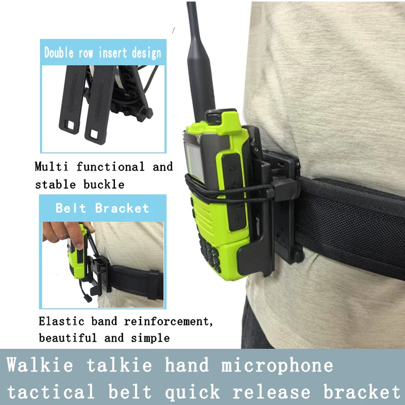 

Mobile Phone Hand Mic Tactical Belt Quick Detachment Bracket Molle Double Insertion Clip Waist Rack Buckle Bracket UVK6/K5 Back