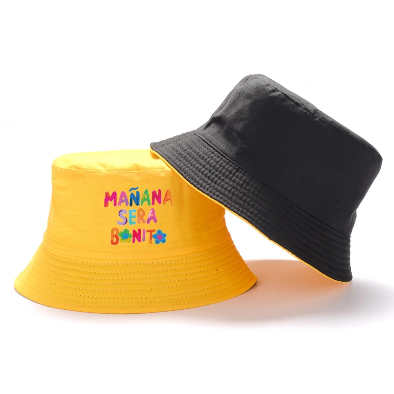 Nowy Manana Sera Bonito Print Fisherman Hat Karol G Bucket Hat Oddychający kapelusz dla par Kobieta Daszki Czapki przeciwsłoneczne Dwustronna Panama