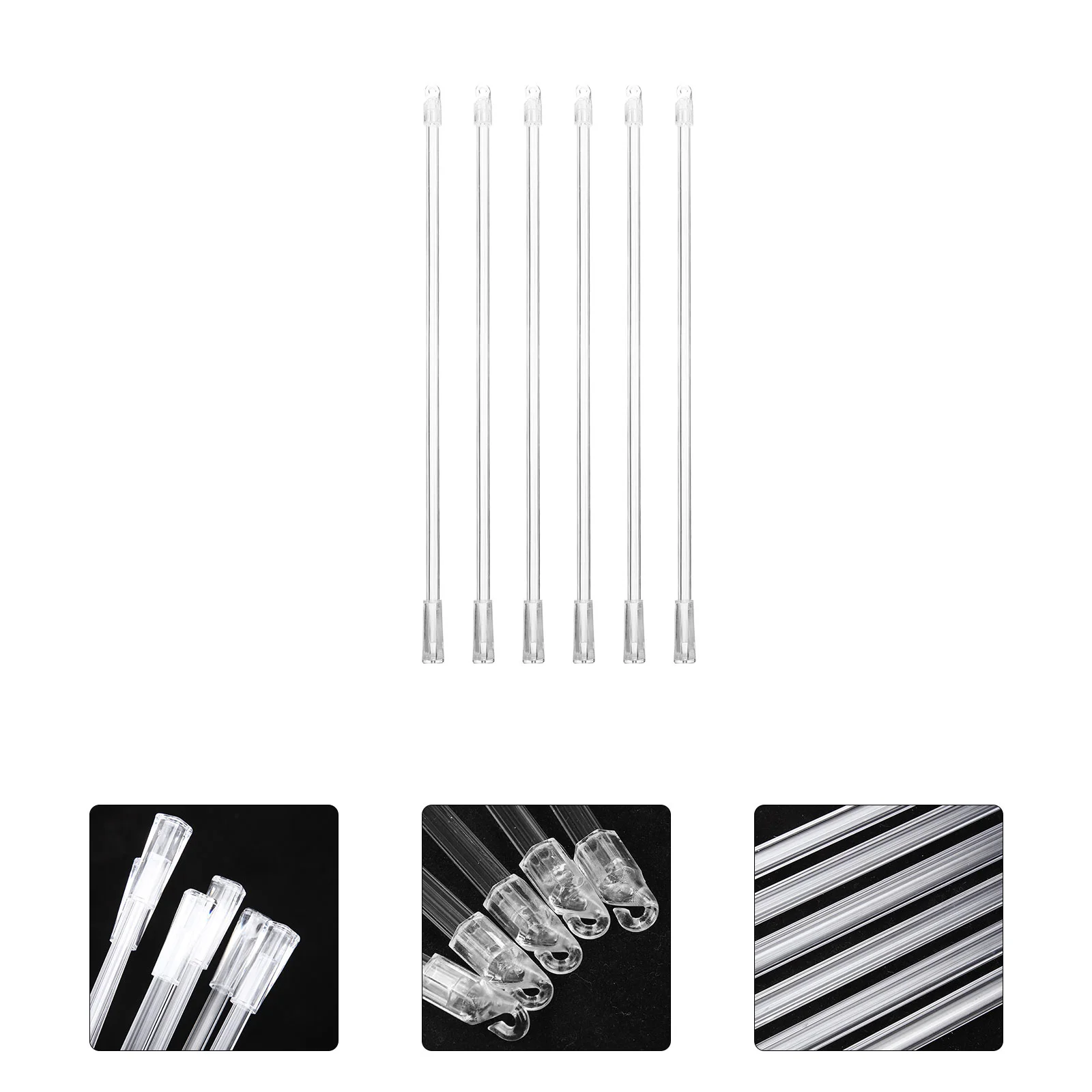 

6 Sets Window Blinds for Home Tilt Rod Wand Perspective Curtain Pull See Hooks Vertical Rods Windows