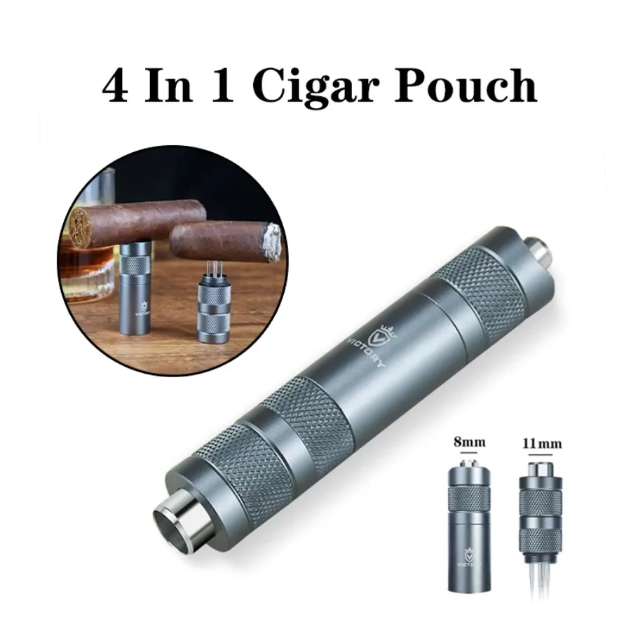 4 IN 1 Cigar Needle Puncher Cigar Punch Metal Draw Cigar Enhencer Tool Portable Cigar Cutter Needles Smoker Dredge Drilled Cuban view 3