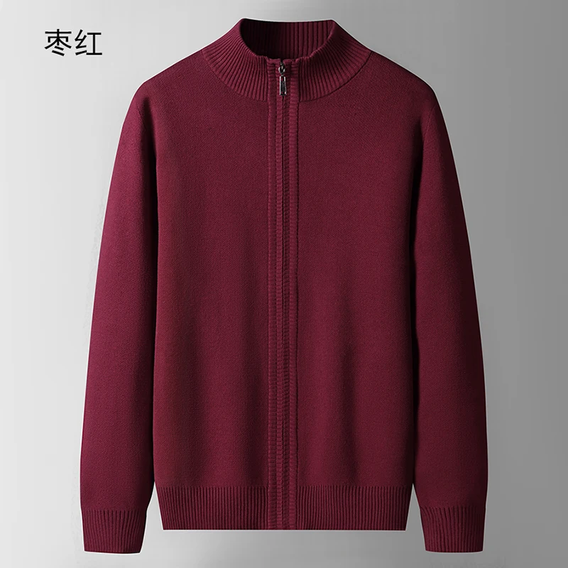 Maglione da uomo in cotone 100% Autunno Primavera Cardigan con cerniera per uomo Capispalla Giacca Abbigliamento lavorato a maglia Maglione Nero