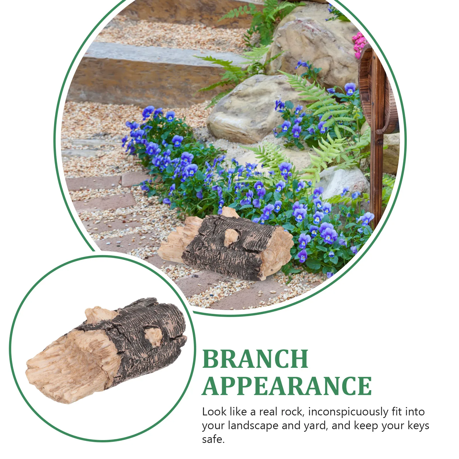 

Stone Key Box Outdoor Garden Decor Hidden Key Holder Resin Material Durable Weatherproof Branch Appearance Yard Landscape Safe