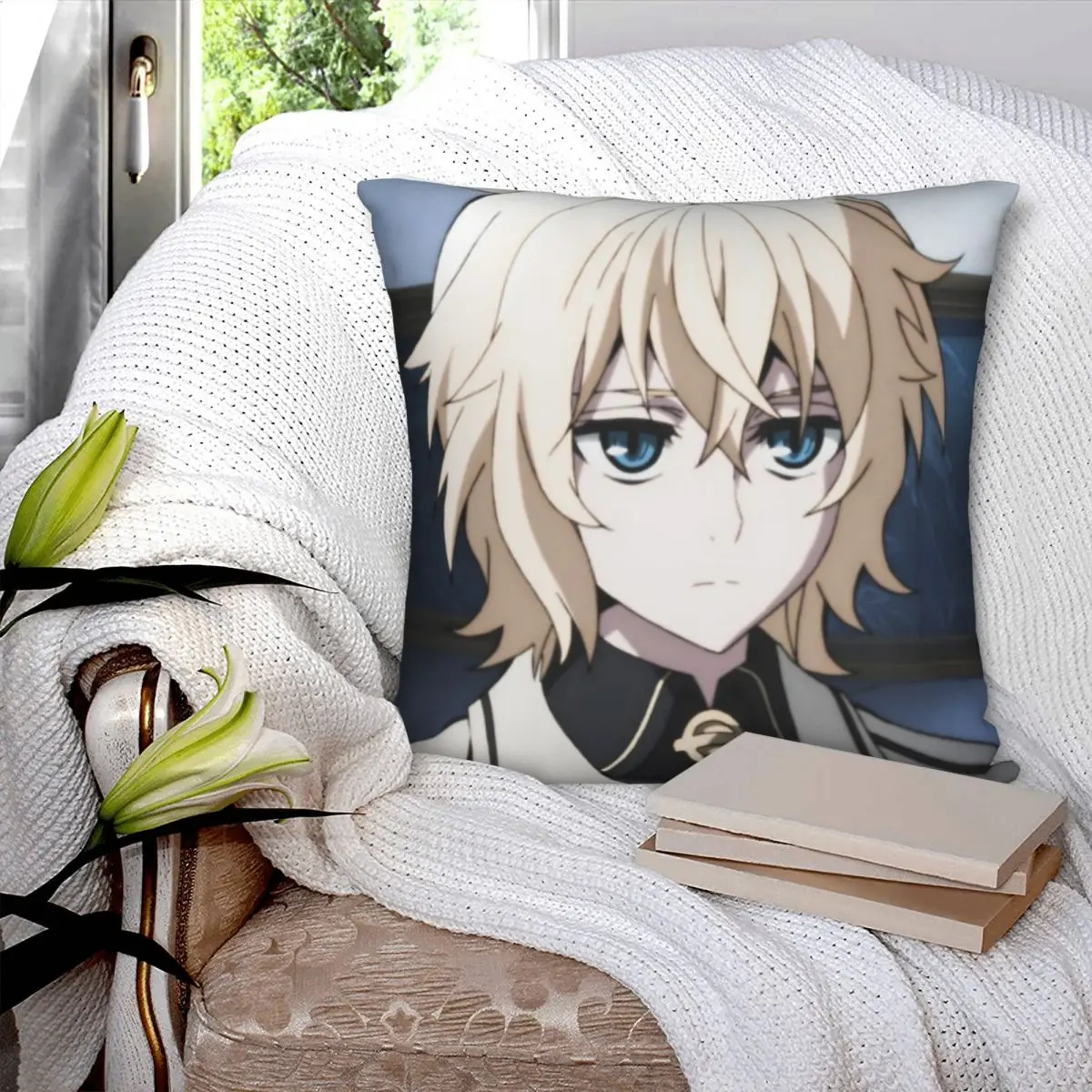 Owari No Seraph Mikaela Hyakuya Square Pillowcase Polyester Linen Velvet Creative Zip Decor Pillow Case Car Cushion Cover