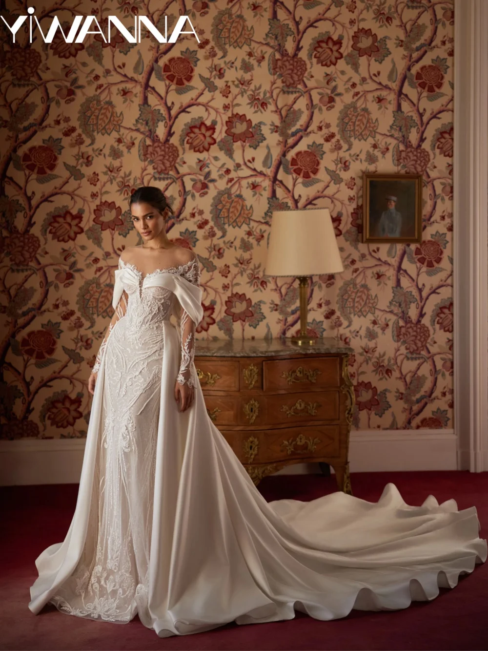 

Elegant Beaded Appliques Wedding Dress Detachable Train Mermaid Long Bridal Gown Customized Exquisite Dreamy Dresses For Bride