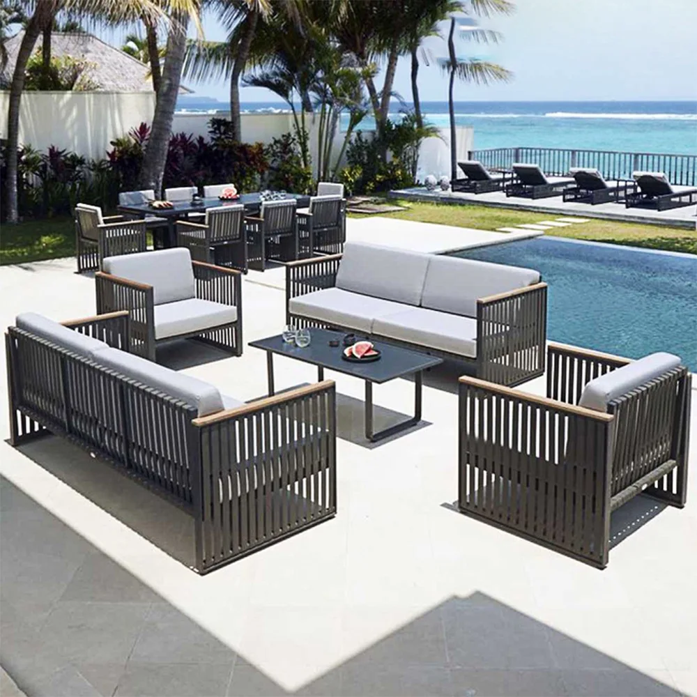 أريكة خارجية، فناء، شرفة، غرفة المعيشة، كرسي الروطان المنسوج، مزيج من الحديقة، غرفة الشمس، سبائك الألومنيوم في الهواء الطلق