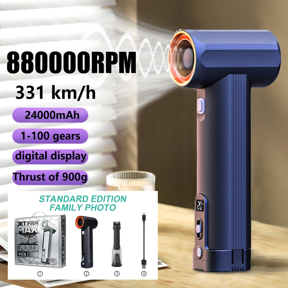 

Turbo Jet Fan 880000RPM Max Handheld Violent Fan Turbo 6x4000mAh Strong Wind Powerful Air Blower Dust Cleaner Tool