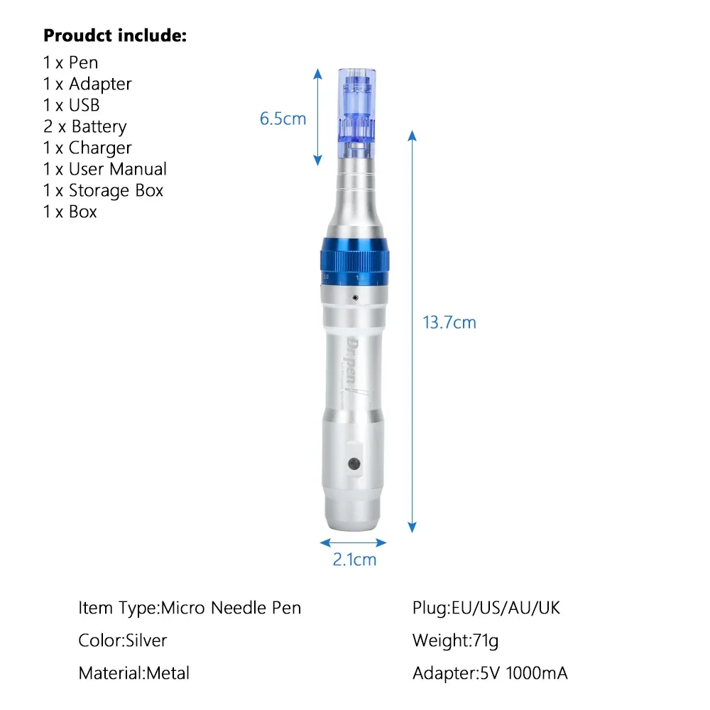 Ultima DR ปากกา A6มืออาชีพไร้สายปากกาแต้มสิวไฟฟ้าบำรุงผิวด้วยไฟฟ้าเข็มตลับ12พิน2ชิ้น