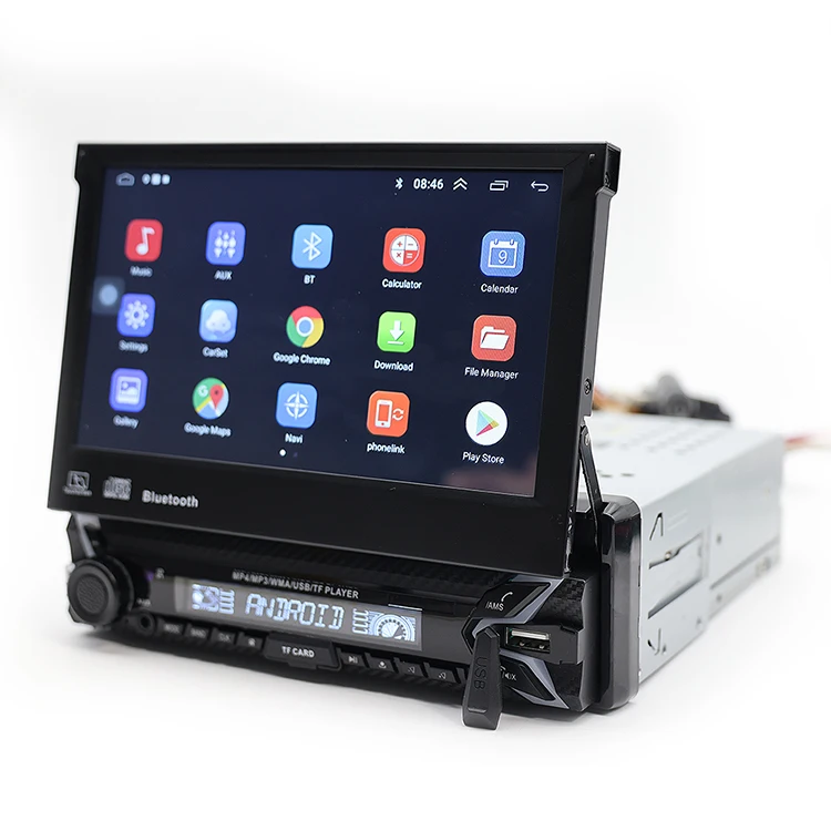 Stock Available 1din Big Retractable Screen Android GPS Auto Car Player Touch Screen Car Dvd Player
