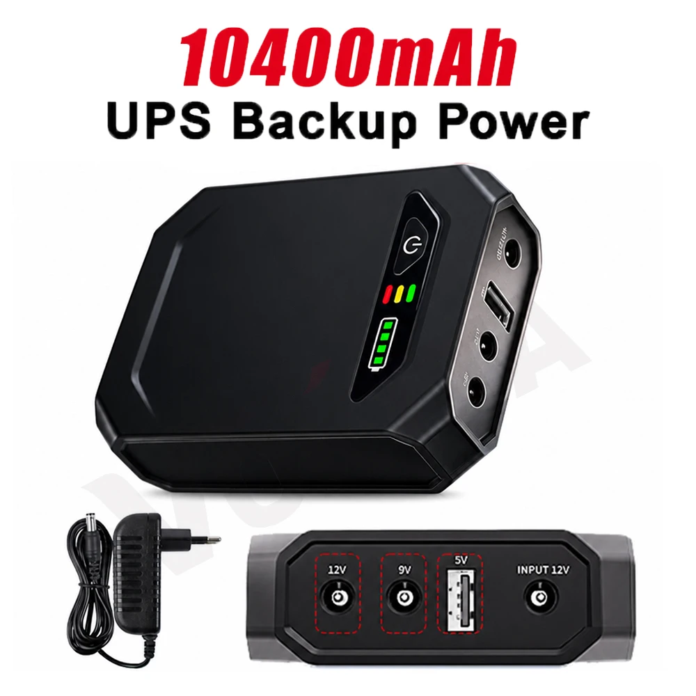 Mini UPS Backup Power 10400mAh High-Capacity UPS Uninterruptible Power Supply 5V9V12V Output for WIFI Router Optical Adapter