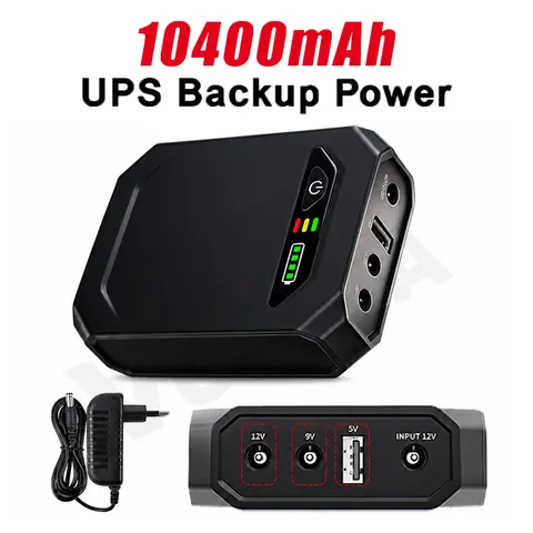 Mini UPS Backup Power 10400mAh High-Capacity UPS Uninterruptible Power Supply 5V9V12V Output for WIFI Router Optical Adapter