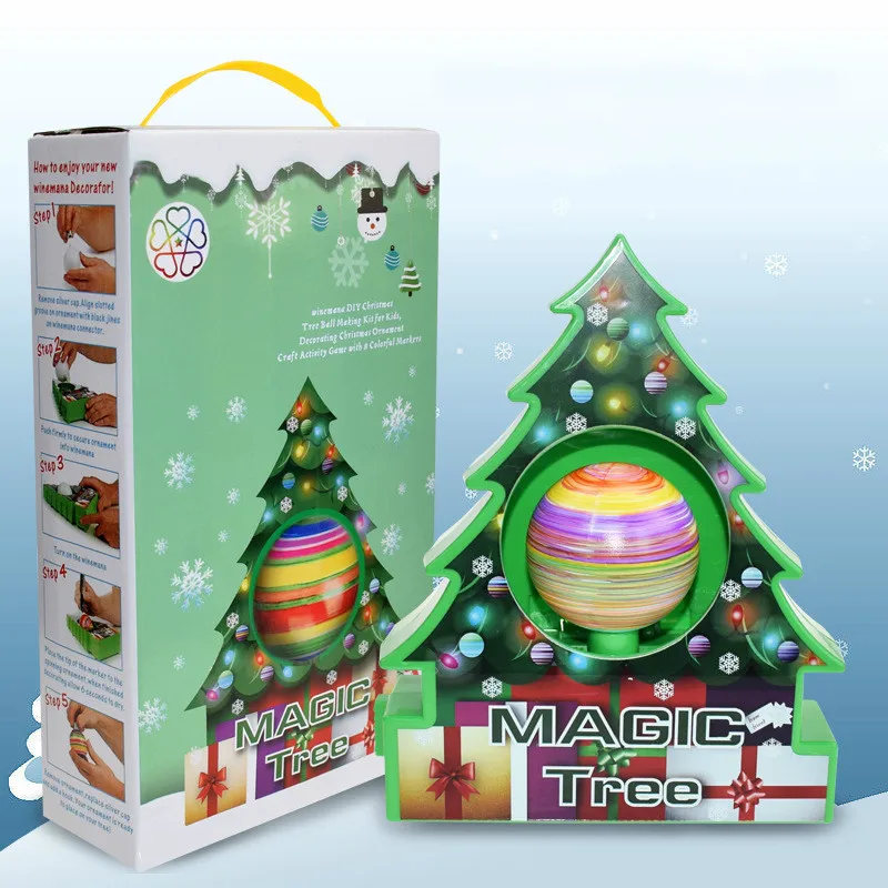 คริสต์มาส Graffiti Ball Magic Tree DIY Hand Painted Ball ไข่สีของขวัญเด็กไฟฟ้าทาสีตกแต่ง