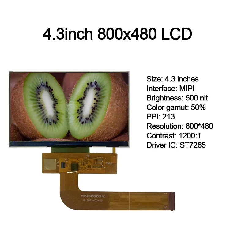 

4,3-дюймовый сенсорный TFT LCD-дисплей MIPI с разрешением 800x480