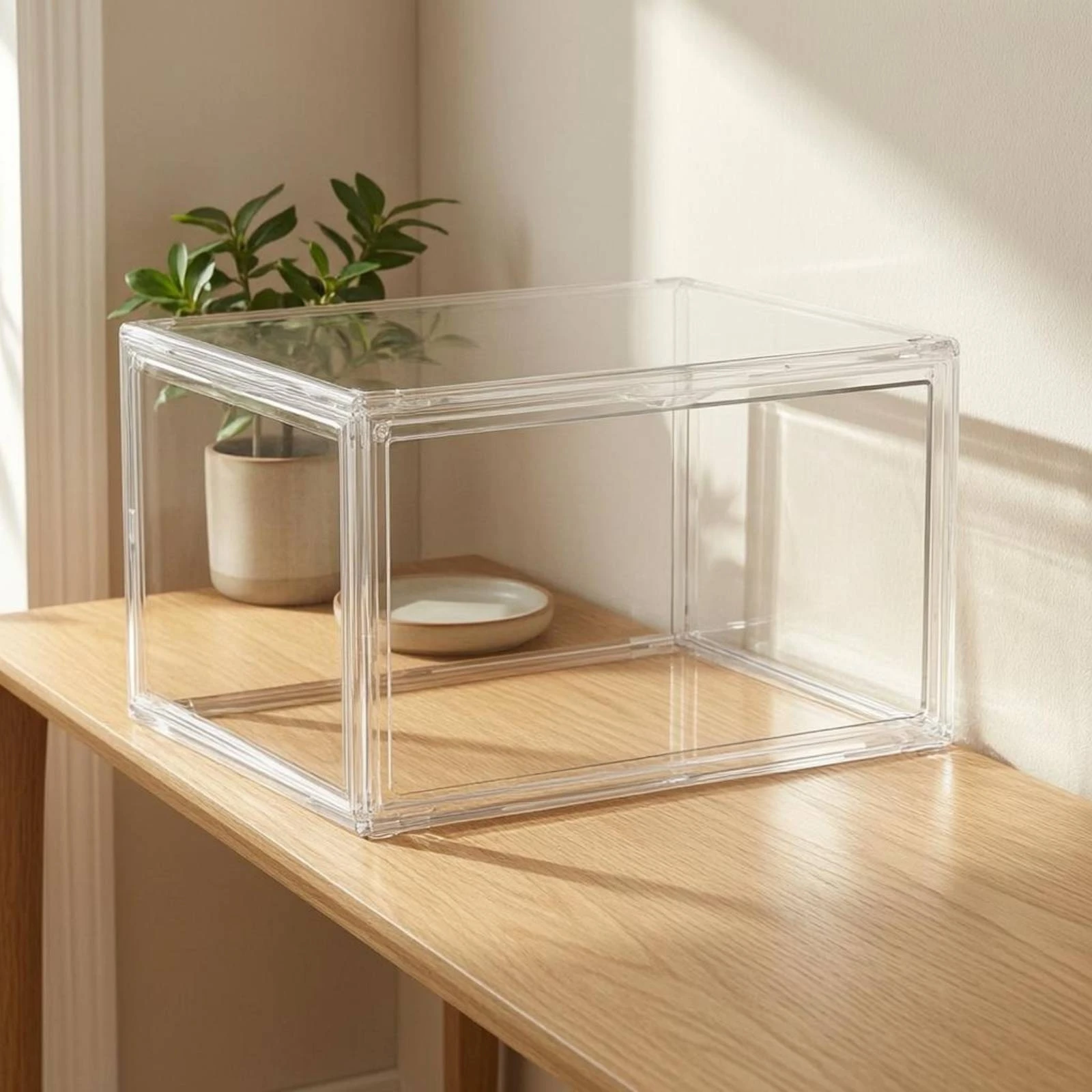 Clear Shoe Organizer Rigid Plastic Stackable Shoe Display Box Lisse Finition Storage for Entryway Closet view 5