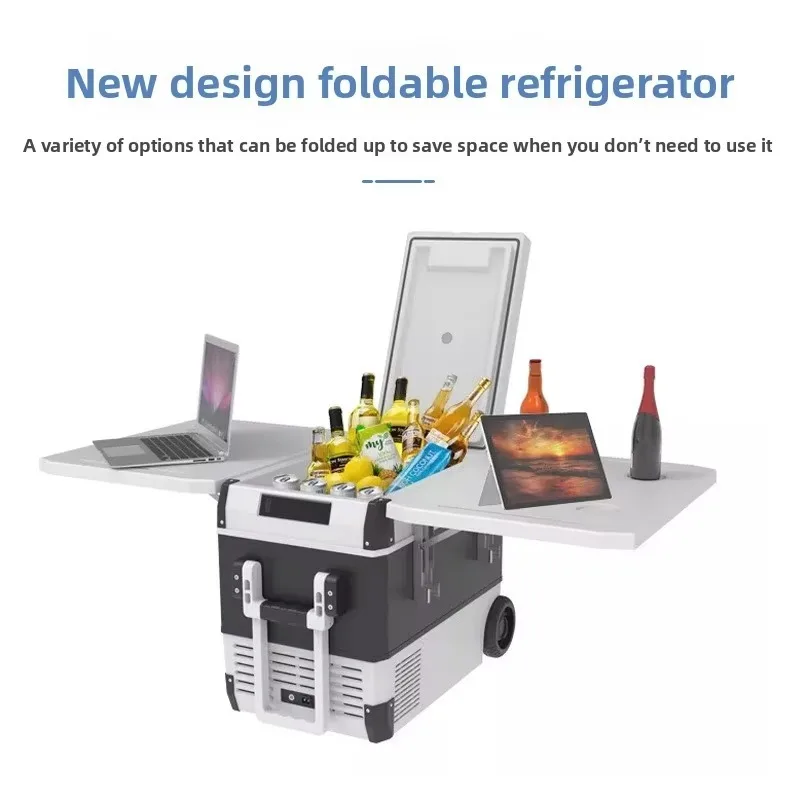 ثلاجة سيارة سعة 45 لترًا مع ضاغط تبريد 12 فولت، ثلاجة مركبة خارجية متعددة الوظائف