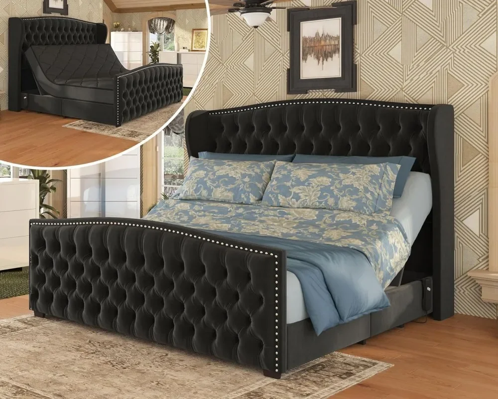AMERLIFE King Size Adjustable Bed Frame with 51
