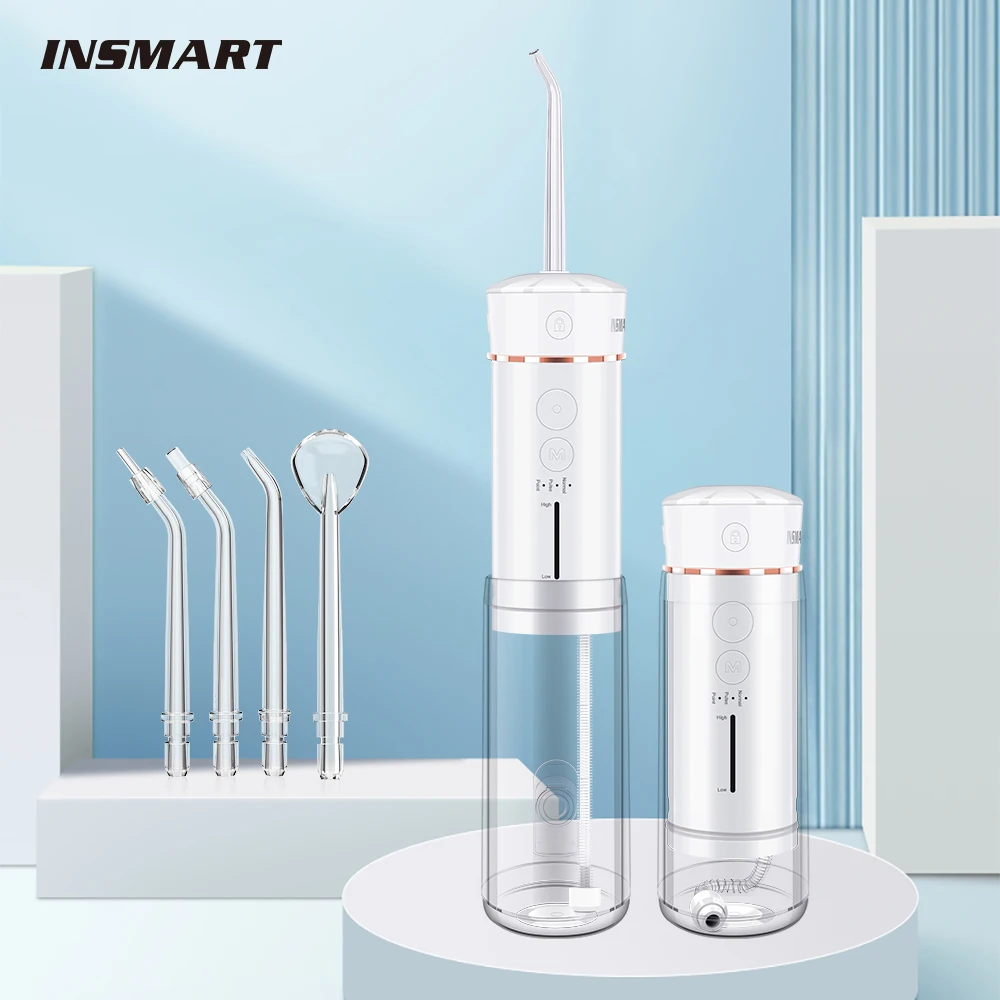 INSMART Water Flosser Pick Portabl Oral Irrigator Waterproof Teeth Flosser Tooth Dental Cleaner Jet Floss with Travel Bag