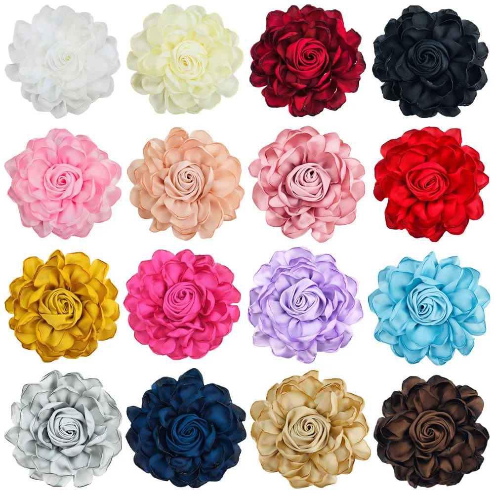 

50pcs/lot New Headwear chiffon Flower Satin Rose Flower Children's accessory DIY Apparel Accessories Hair Accessories DIY