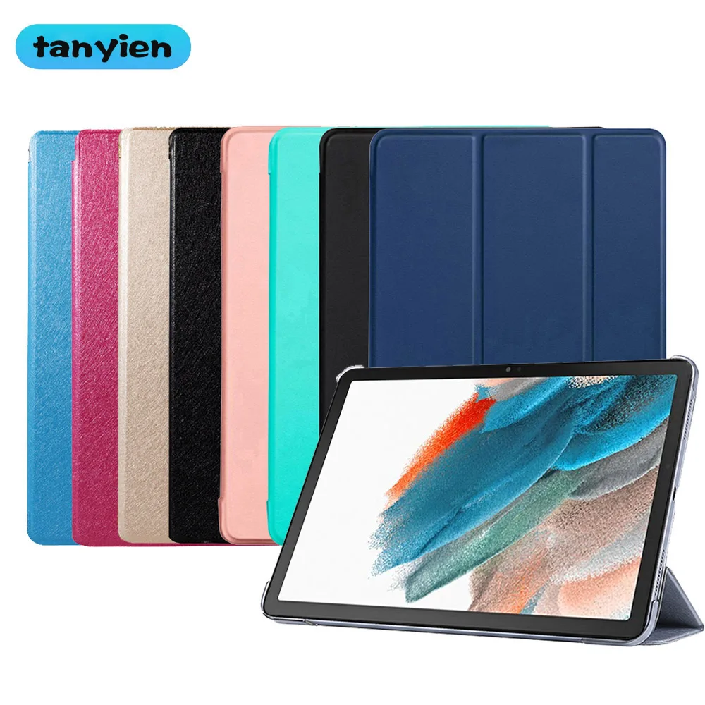 삼성 갤럭시 탭 A8 10.5 2021 SM-X200 X200 X205 가죽 Trifold 자기 Fundas 플립 스탠드 스마트 커버 태블릿 케이스