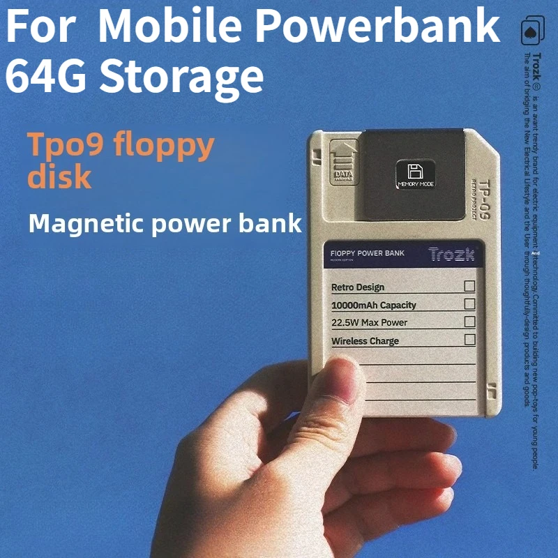 Upgrade Magnetic Wireless Power Bank 10000mAh, PD22.5W Fast Charging Portable Charger with Large Capacity & 64G Storage Function