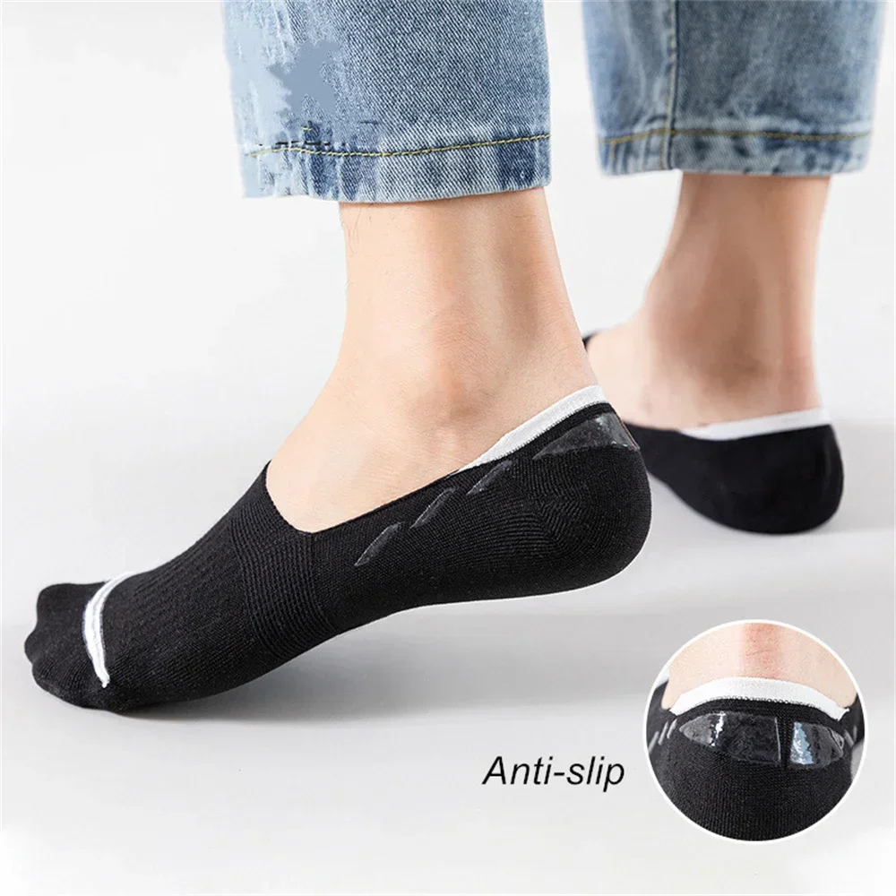 10 Pairs 2024 Fashion High Quality Men Cotton Boat Socks Silicone Non Slip Invisible Thin Socks Sweat-absorbing Male Ankle Socks