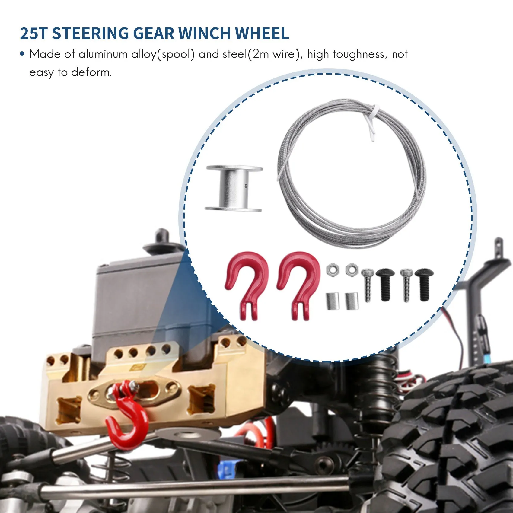 AS96-2PCS 25T 스티어링 기어 서보 윈치 휠 드럼 (1/10 RC 크롤러 자동차 Traxxas TRX4 Axial SCX10 90046 D90 D110 타미야 용)