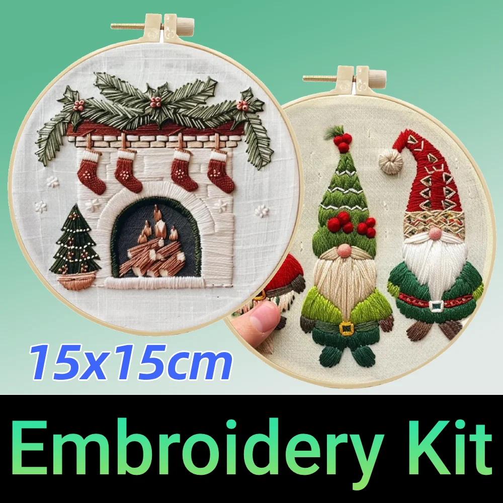 

Christmas Embroidery Kit with Embroidery Hoop Color Threads and Needles for Beginners Embroidery Stitch Practice Kit