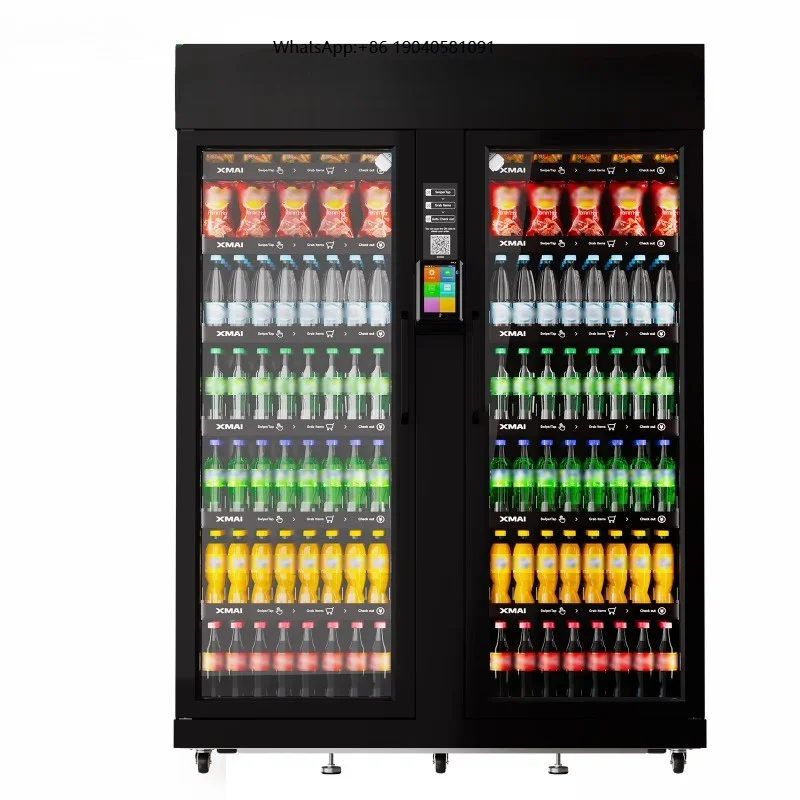 AI Vision Smart Refrigerator Vending Machine 53 Cubic Feet 1500L Capacity Cashless Payment Self Checkout 4G Enabled Remote