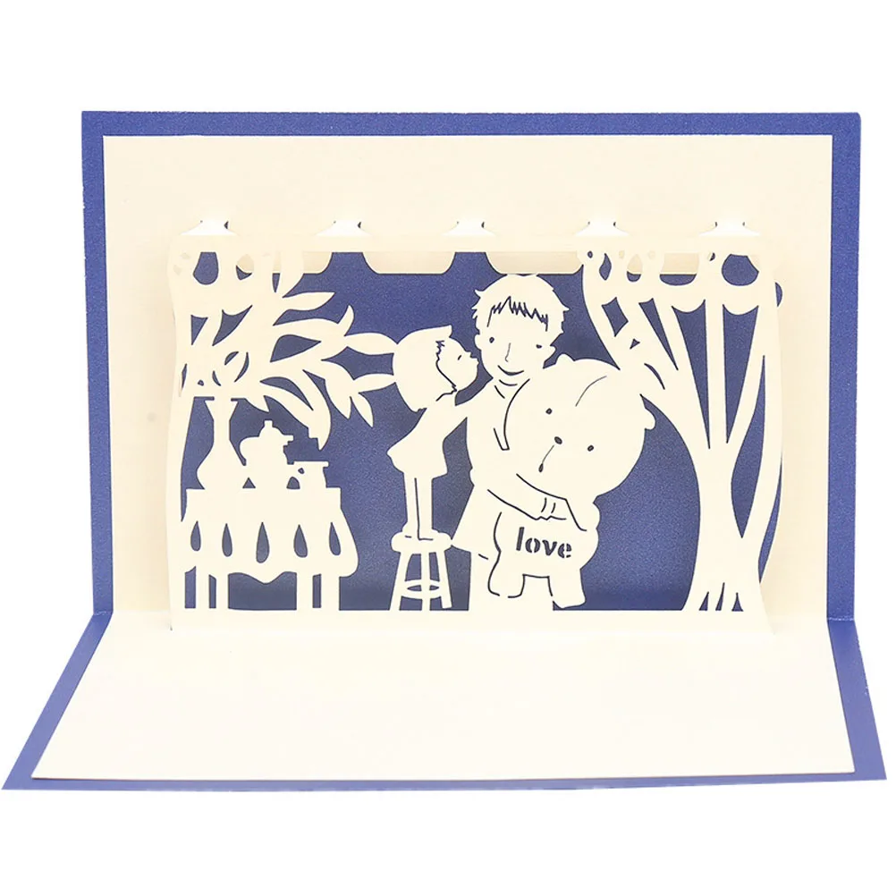 

1pc 3D Stereoscopic Greeting Handmade Paper Craft Father'S Day Gift Popup Love Design Festival Card Birthday Gift Card