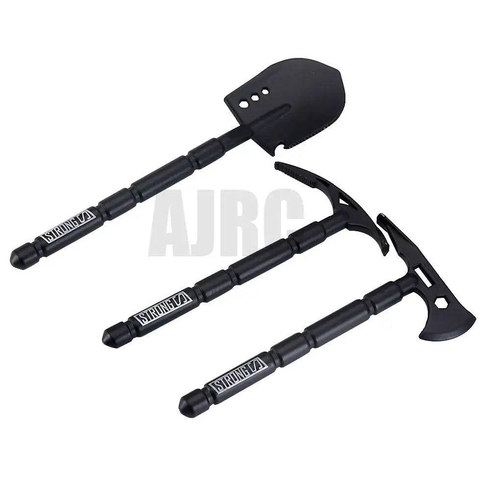 Black Metal Shovel/pickaxe/axe For 1/10 Rc Crawler Car Trax/as Trx4 Rgt Yikong Redcat Axial Scx10 D90 Rc4wd Decorative Parts
