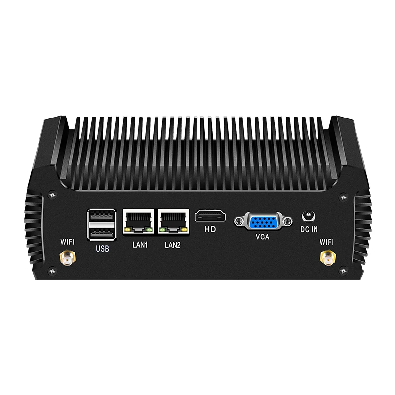 Helorpc Fanless Industrial Mini PC Intel Core i5-7200U DDR4 WiFi Computer with 4xUSB3.0 2xUSB2.0 2xRS232/485 COM Windows10 Ready