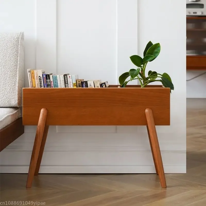 

Japanese Solid Wood Flower Shelf Bookshelf Bedside Movable Living Room Floor Shelf Balcony Side Several Plant Shelves