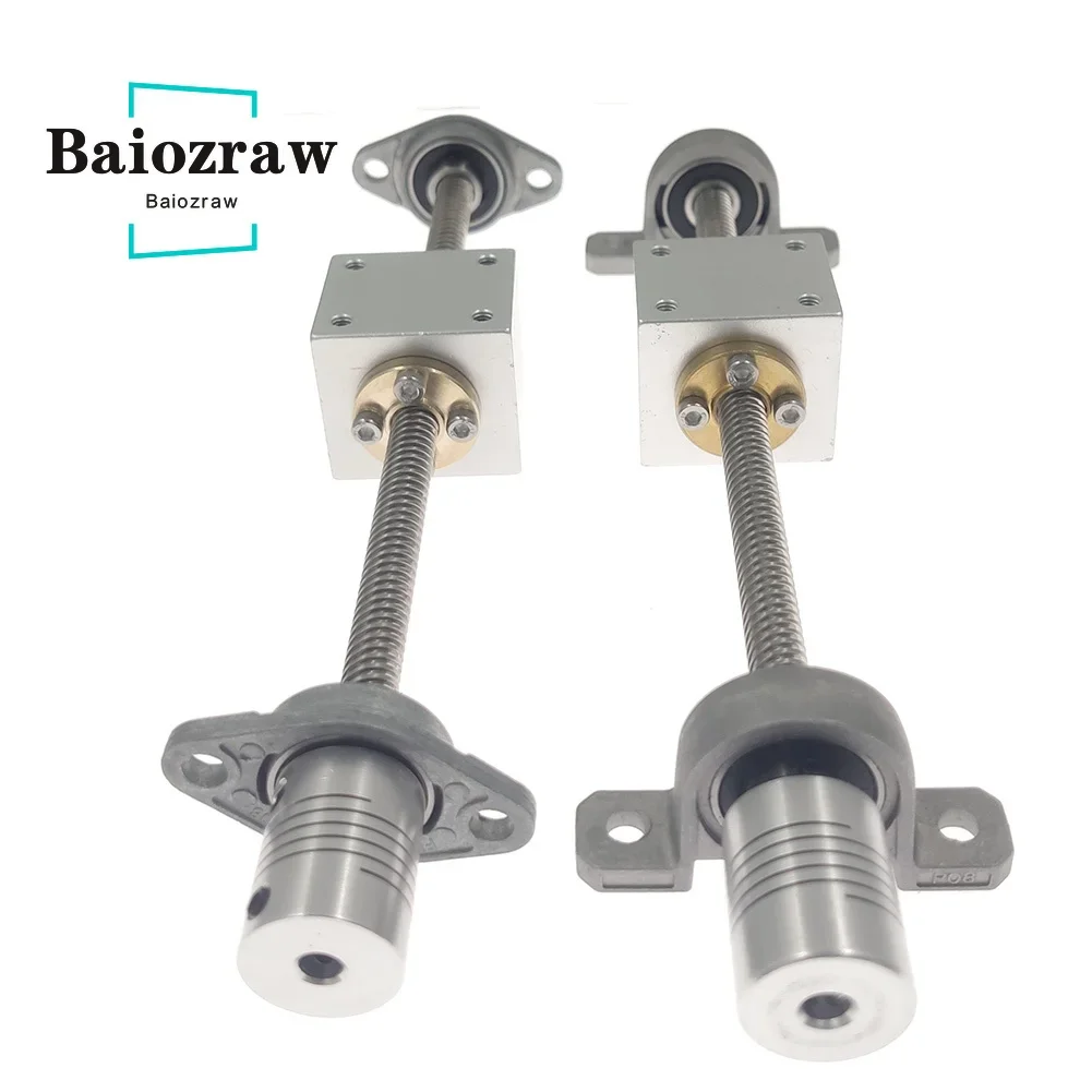 T8 Screw Rod or Vertical Screw Rod Pitch 2mm Lead 8mm Length 100mm200mm300mm450mm500mm800mm 3D Printer CNC