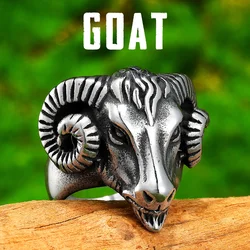 Goat Sheep Animal Men Rings Stainless Steel Women Jewelry Punk Rock Cool Stuff Fashion Accessories Halloween Gift Wholesale